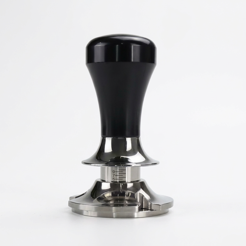 Black Knob Spring Tamper Size 58 Flat Base